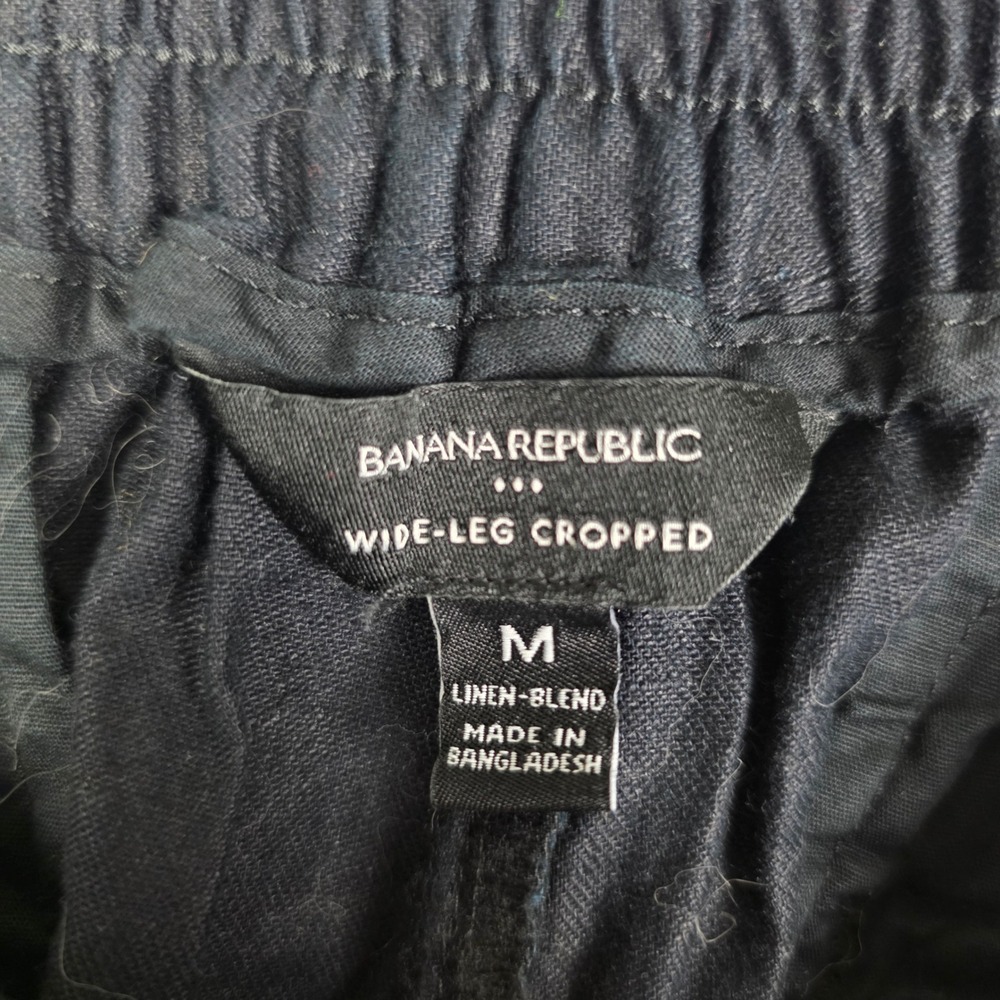Banana Republic Black Linen Blend Wide Leg Cropped Pants Womens Medium - Picture 5 of 6